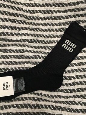MIU MIU Black Crew Socks